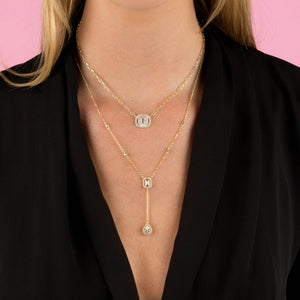 CZ Colored Illusion Baguette Link Necklace - Adina Eden's Jewels
