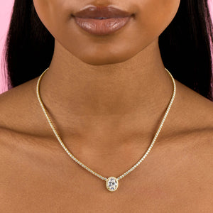  CZ Oval Illusion Tennis Necklace - Adina Eden's Jewels