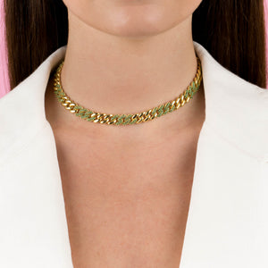  Pavé Emerald Green Chain Link Choker - Adina Eden's Jewels