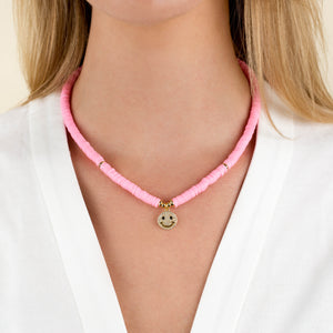  Pavé Smiley Face Beaded Necklace - Adina Eden's Jewels