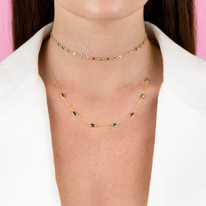  CZ Multi-Color Bezel Choker - Adina Eden's Jewels