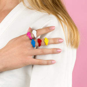  Enamel Adjustable Smiley Ring - Adina Eden's Jewels