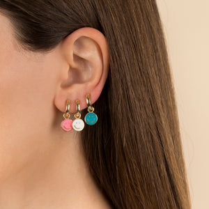  Enamel Smiley Face Huggie Earring - Adina Eden's Jewels