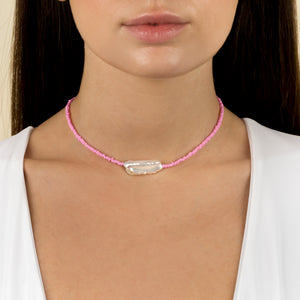  Pink Baroque Pearl Beaded Choker - Adina Eden's Jewels