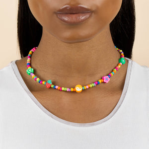  Neon Multi Charm Beaded Necklace - Adina Eden's Jewels