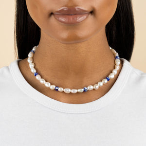  Evil Eye Pearl Necklace - Adina Eden's Jewels