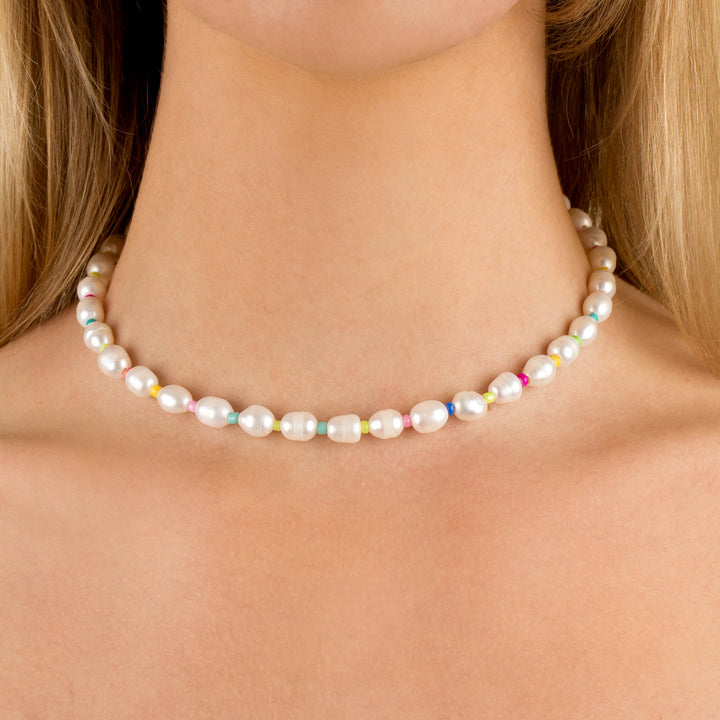  Multi Color Pearl Bead Necklace - Adina Eden's Jewels