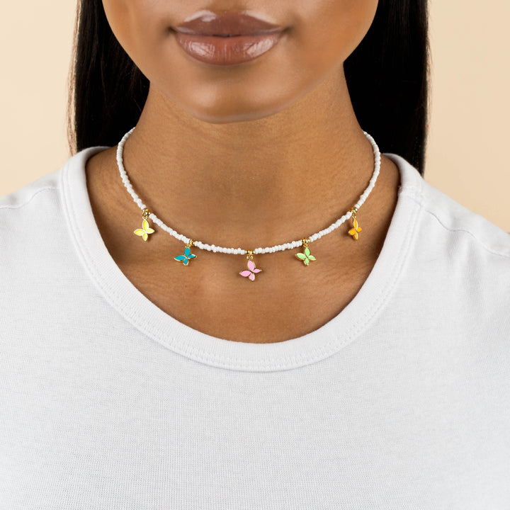  Enamel Colored Multi Butterfly Necklace - Adina Eden's Jewels