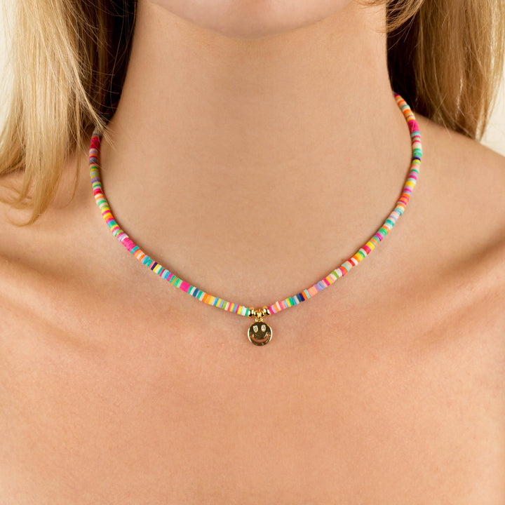  Bright Multi Smiley Face Necklace - Adina Eden's Jewels