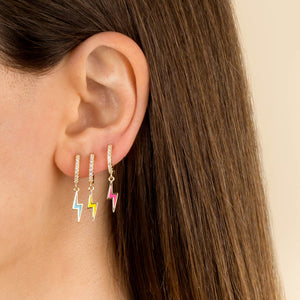  Lightning Bolt Enamel Huggie Earring - Adina Eden's Jewels