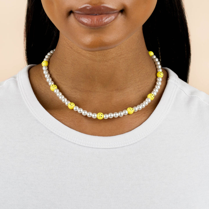  Pearl Smiley Face Necklace - Adina Eden's Jewels