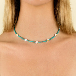  Turquoise Smiley Face Beaded Choker - Adina Eden's Jewels