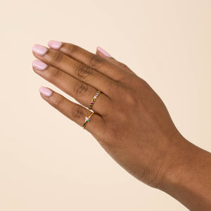  CZ Rainbow Bezel Ring - Adina Eden's Jewels