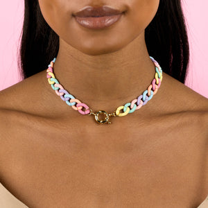  Pastel Colored Chain Link Toggle Choker - Adina Eden's Jewels