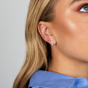  Triple Teardrop Bar Stud Earring - Adina Eden's Jewels