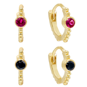 Magenta Mini Bezel Huggie Earring Combo Set - Adina Eden's Jewels