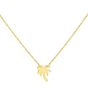 14K Gold Mini Palm Tree Necklace 14K - Adina Eden's Jewels