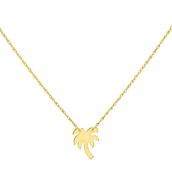 14K Gold Mini Palm Tree Necklace 14K - Adina Eden's Jewels