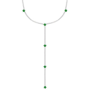 Emerald Green Flower Tennis Lariat - Adina Eden's Jewels