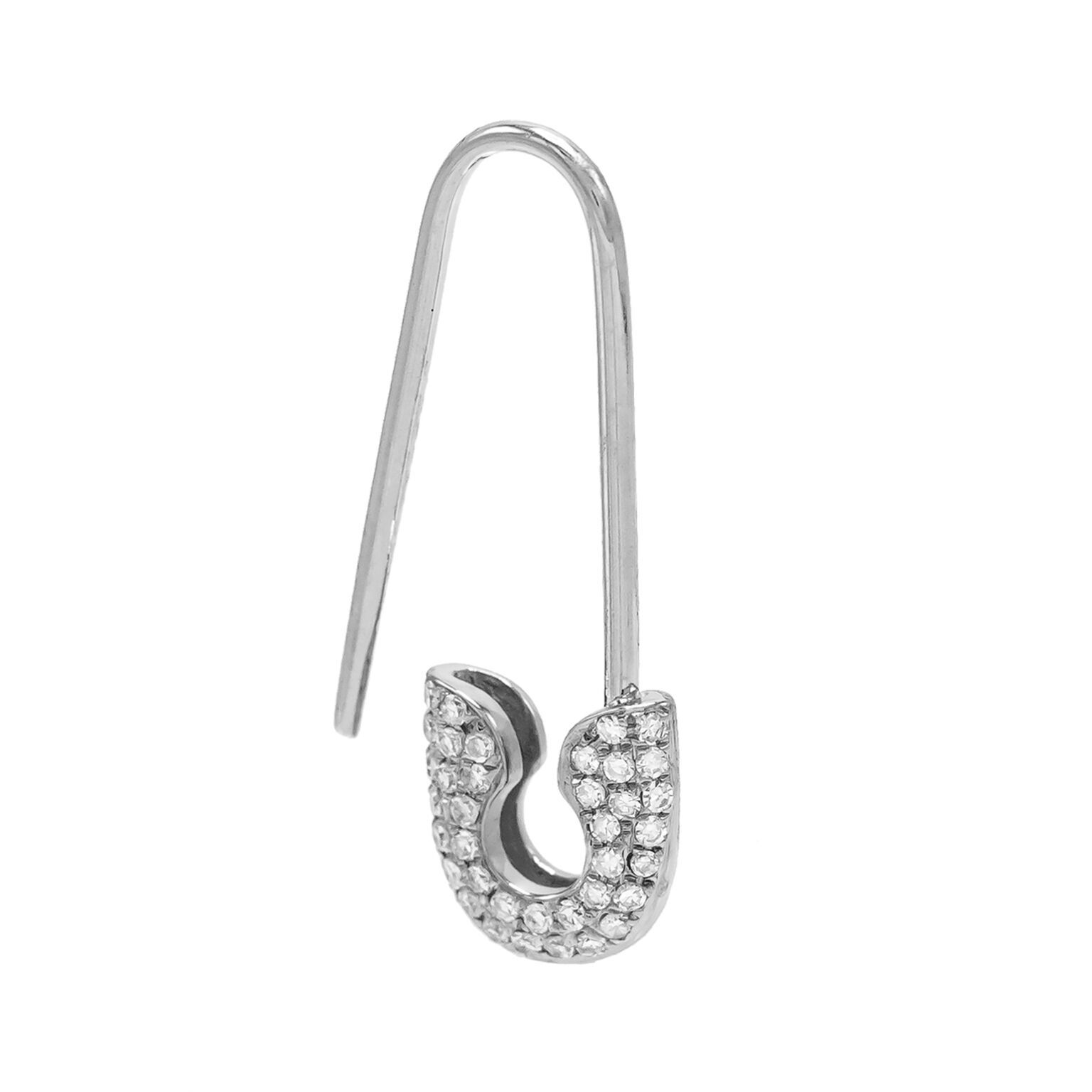 14K Gold Diamond Safety Pin Earring Adina Eden Jewels