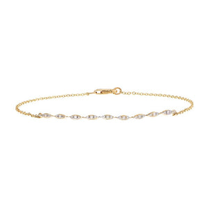 14K Gold Diamond Twist Bar Bracelet 14K - Adina Eden's Jewels