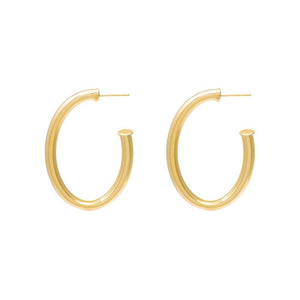 Gold / 30 MM Round Oval Hoop Earring - Adina Eden's Jewels