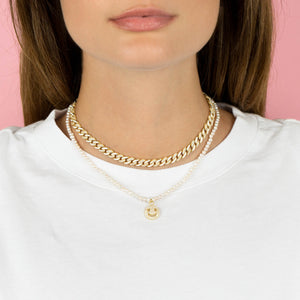  Pavé Smiley Face Pearl Necklace - Adina Eden's Jewels