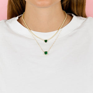  CZ Colored Illusion Square Necklace - Adina Eden's Jewels