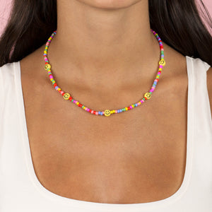  Smiley Face Rainbow Bead Necklace - Adina Eden's Jewels