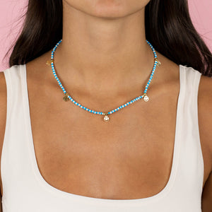  Neon Smiley Face Beaded Necklace - Adina Eden's Jewels