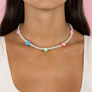  Neon Color Flower Pearl Necklace - Adina Eden's Jewels