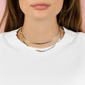  Two Tone Herringbone Necklace - Adina Eden's Jewels