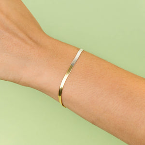  Two Tone Herringbone Bracelet - Adina Eden's Jewels