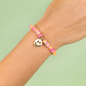  Neon Multi Color Bead Smiley Face Bracelet - Adina Eden's Jewels