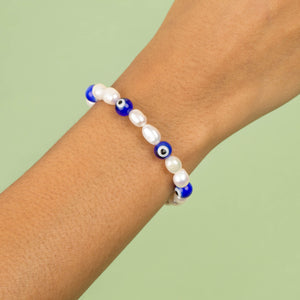 Evil Eye Pearl Bracelet - Adina Eden's Jewels