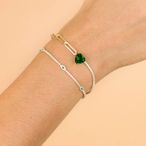  Emerald Heart Tennis X Link Bracelet - Adina Eden's Jewels