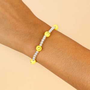  Pearl Smiley Face Bracelet - Adina Eden's Jewels