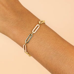  Pastel Enamel Oval Link Bracelet - Adina Eden's Jewels