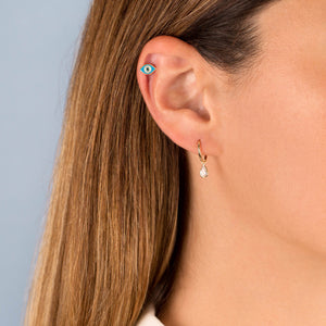  CZ Teardrop Hoop Earring 14K - Adina Eden's Jewels