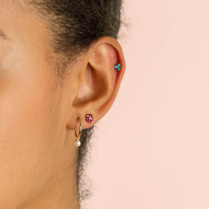  Diamond Mini Colored Flower Stud Earring 14K - Adina Eden's Jewels