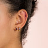  Gemstone Teardrop Hollow Dome Huggie Earring 14K - Adina Eden's Jewels