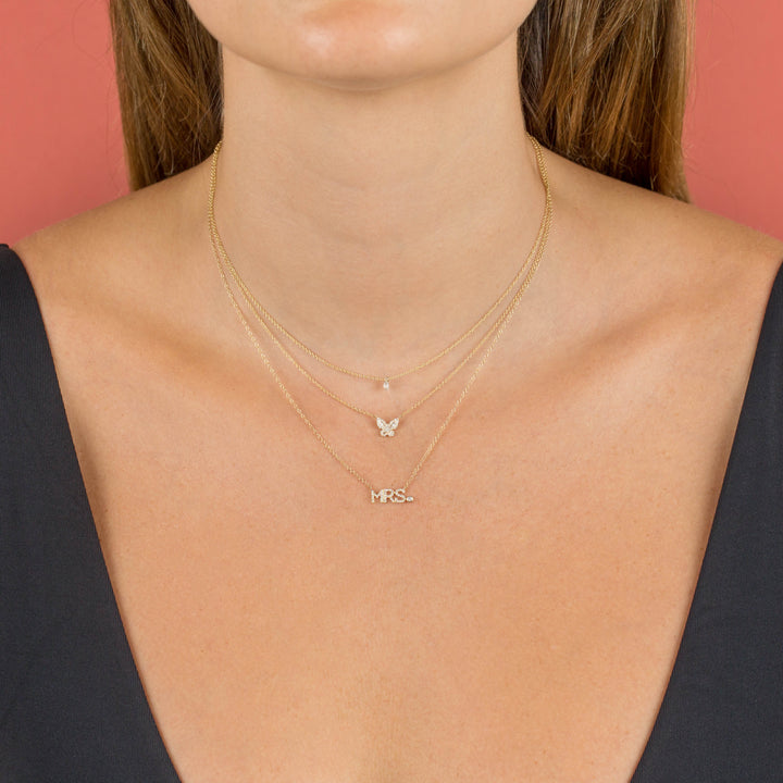  Tiny Floating Diamond Necklace 14K - Adina Eden's Jewels