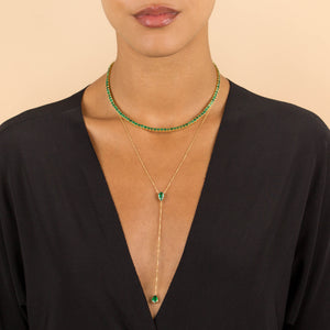  Diamond Emerald Teardrop Lariat 14K - Adina Eden's Jewels