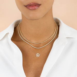  Pavé Diamond Smiley Face Necklace 14K - Adina Eden's Jewels
