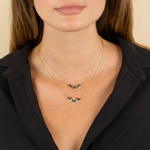  CZ Triple Butterfly Necklace 14K - Adina Eden's Jewels