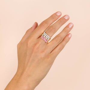  Enamel Block Letter Nameplate Ring - Adina Eden's Jewels