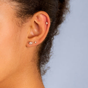  Mini CZ Flower Threaded Stud Earring 14K - Adina Eden's Jewels