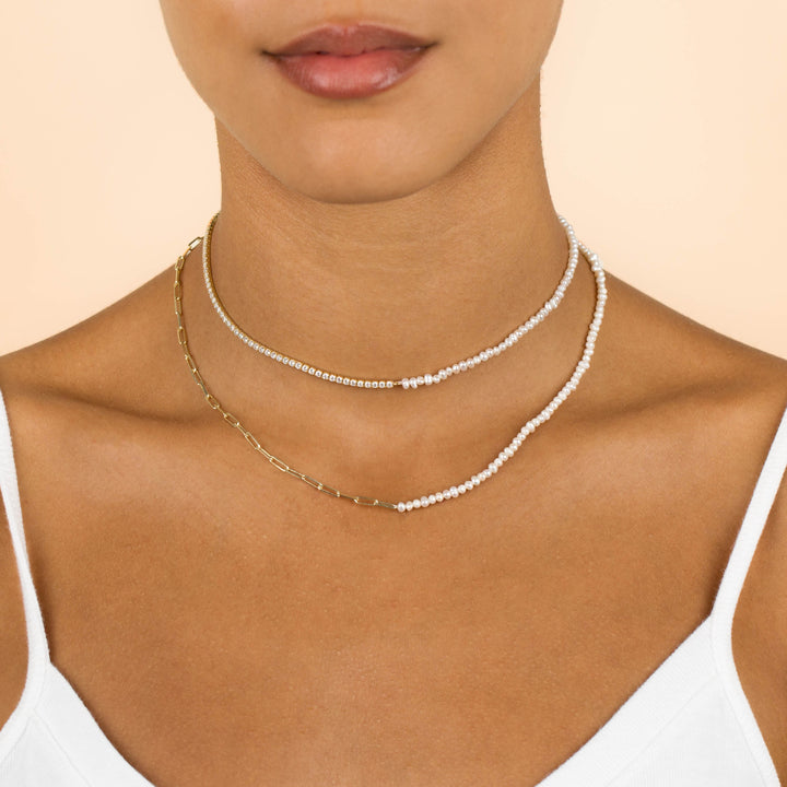  Pearl X Tennis Necklace - Adina Eden's Jewels