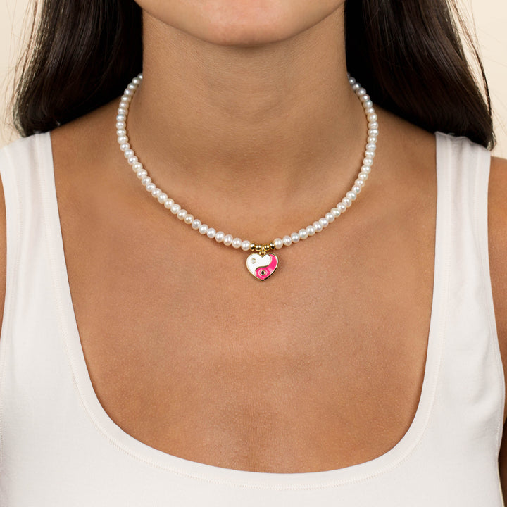  Yin & Yang Heart Pearl Necklace - Adina Eden's Jewels