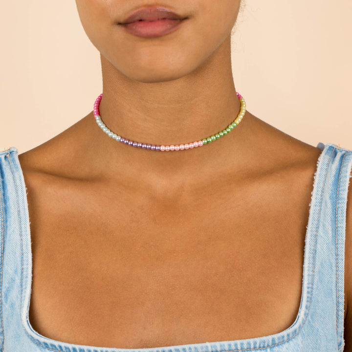  Pastel Metallic Multi Color Bead Necklace - Adina Eden's Jewels